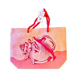 large Beach Tote bag conch shell(pink) metallic